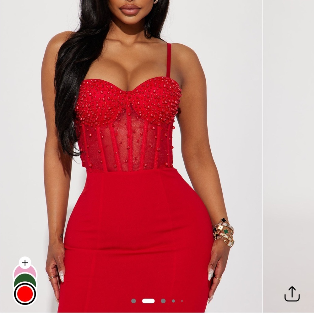 Elegant Red Beaded Dress